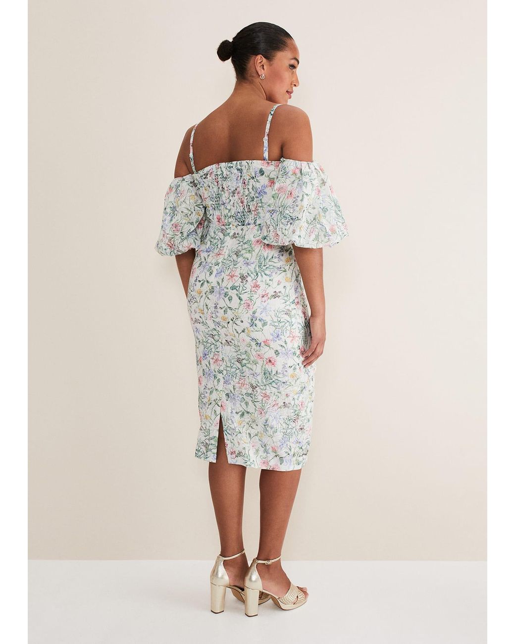 Phase Eight Natural Stevie Floral Bodycon Midi Dress