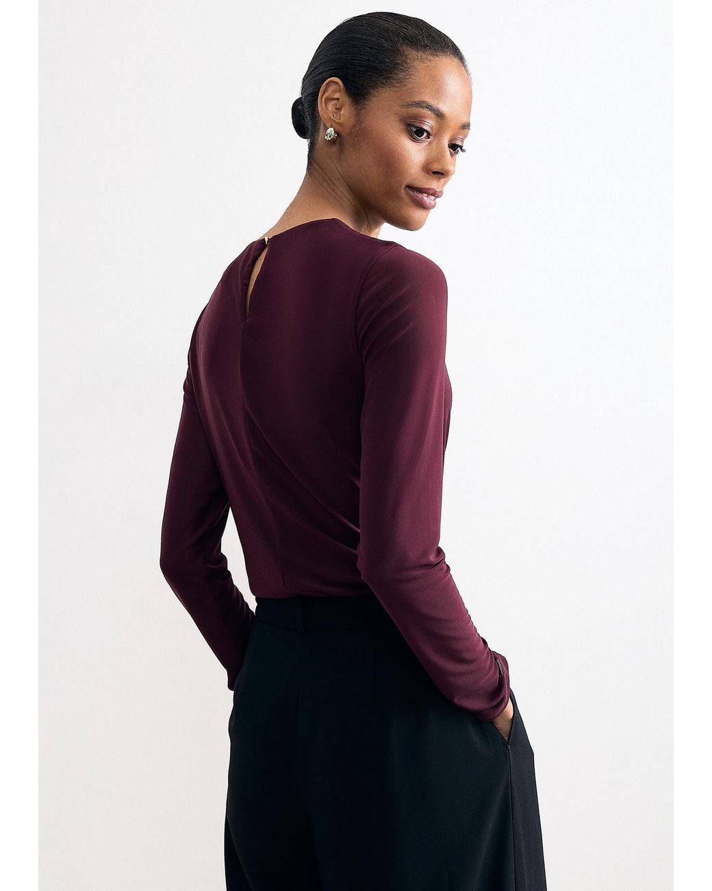 Phase Eight Purple Kate Ruffle Mesh Top