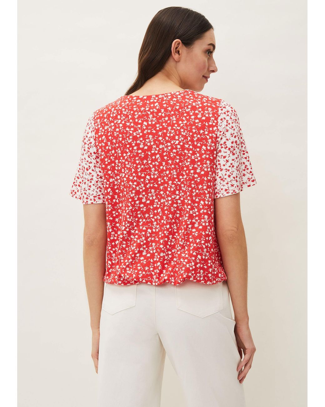 Phase Eight Red Ebony Ditsy Floral Wrap Top