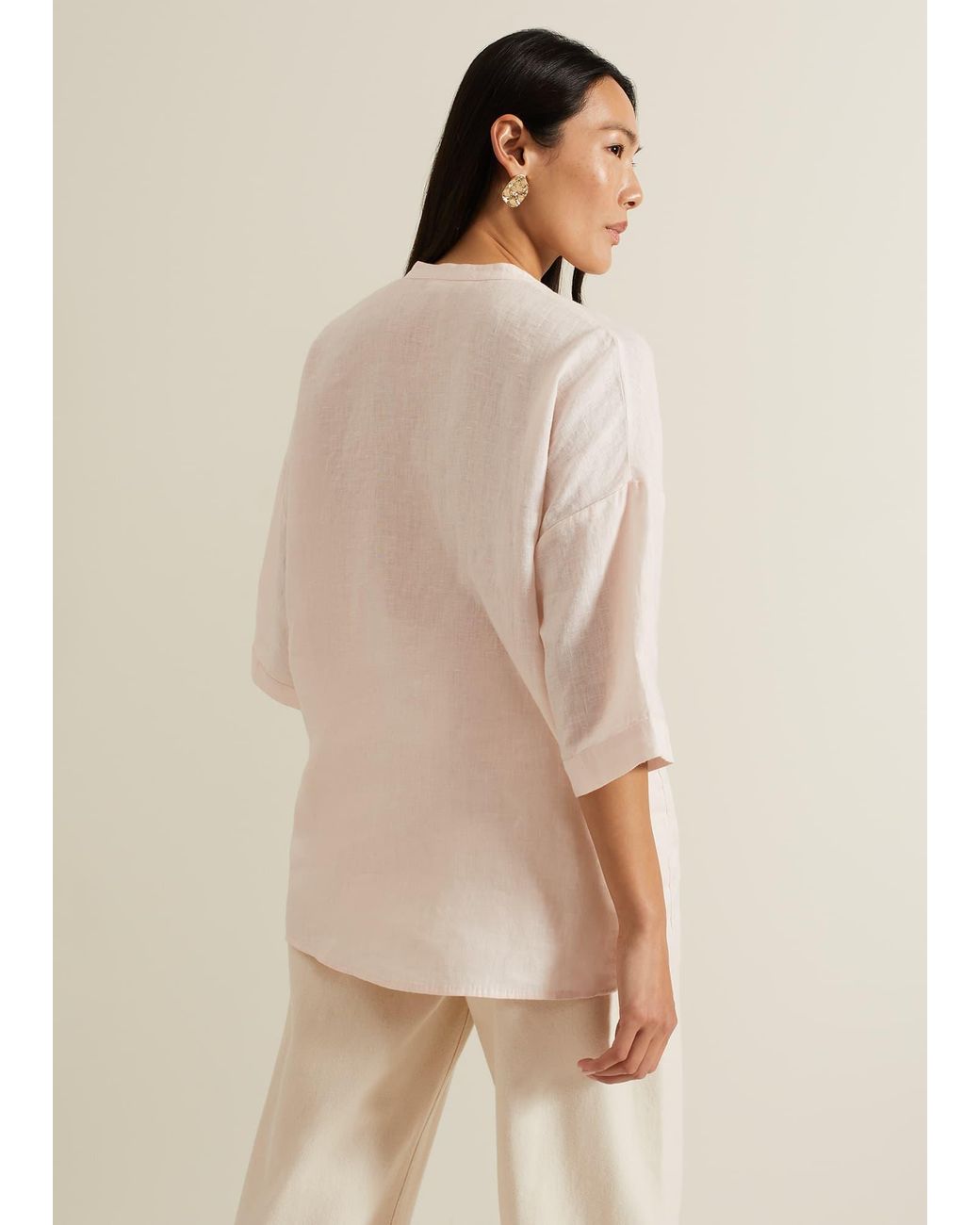 Phase Eight Natural Posie Button Front Linen Shirt
