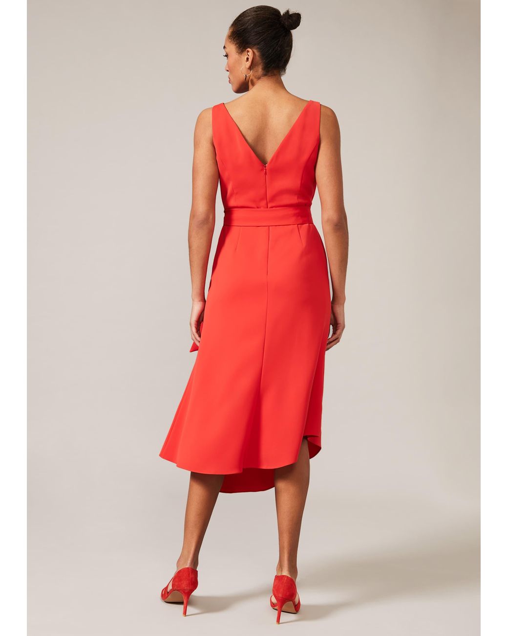 Phase Eight Red Tamara Asymmetric Hem Dress
