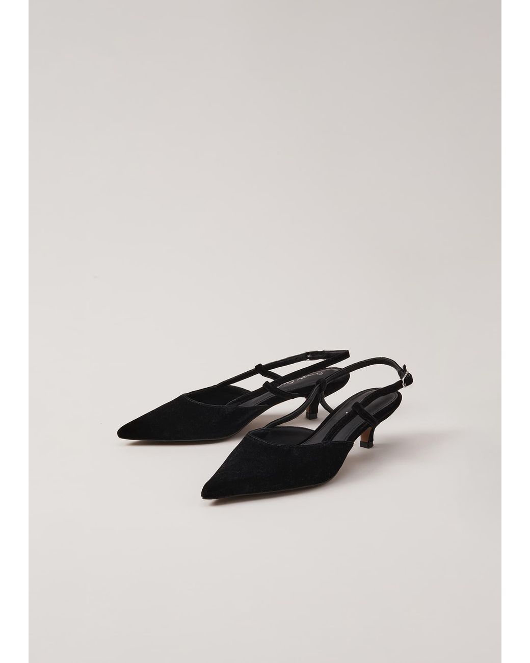 Phase Eight White Velvet Slingback Kitten Heels