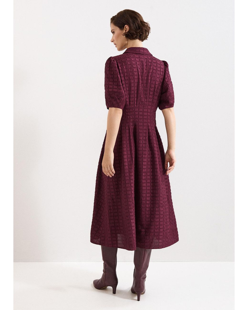 Phase Eight Purple Petite Yasmine Textured Midi Dress