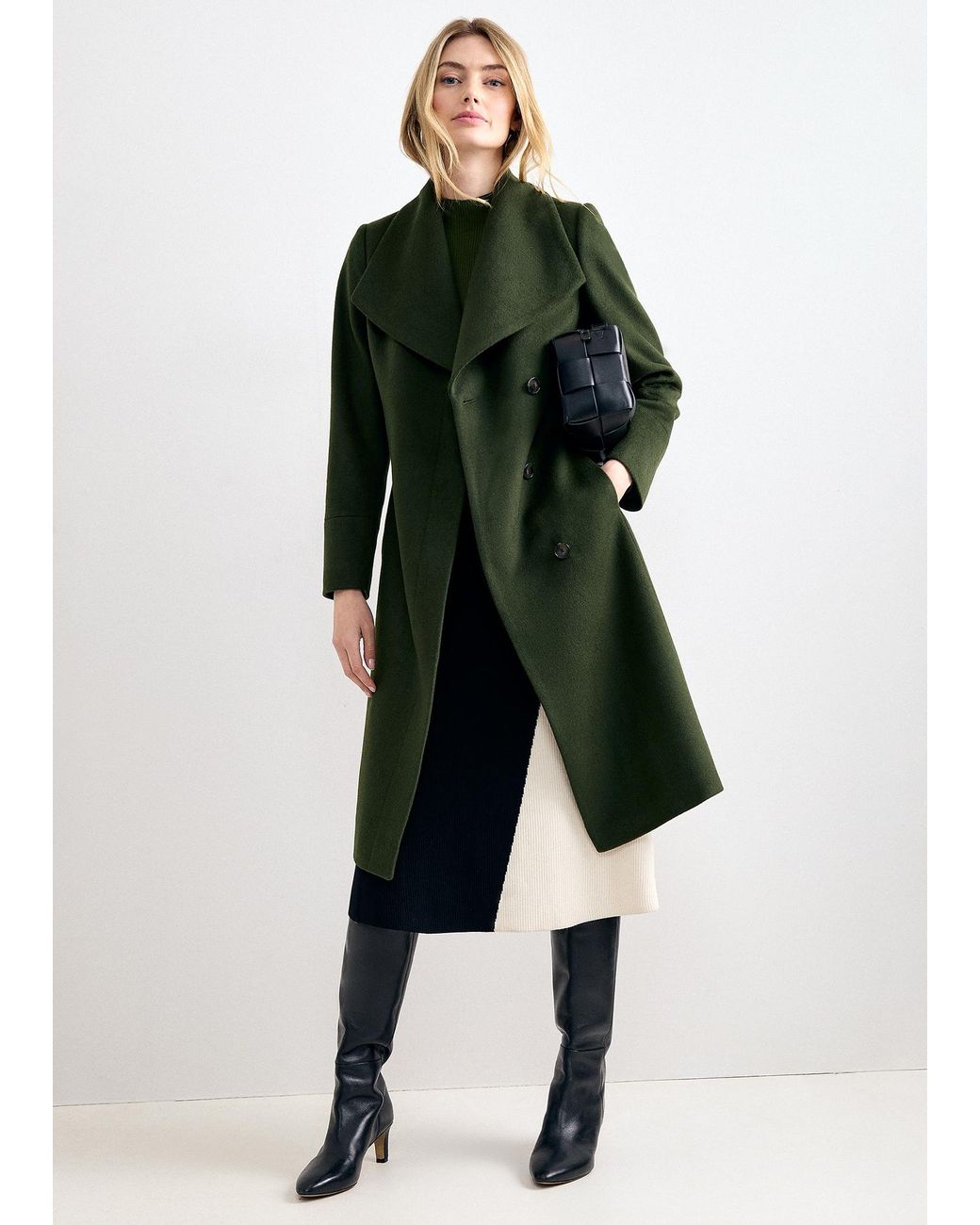 Phase Eight Green Nicci Belted Wool Coat