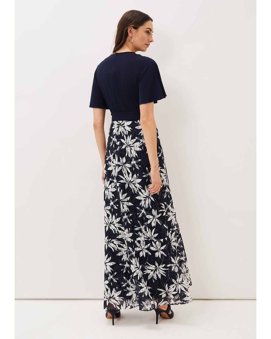 Phase Eight Blue Brogan Lace Skirt Maxi Dress