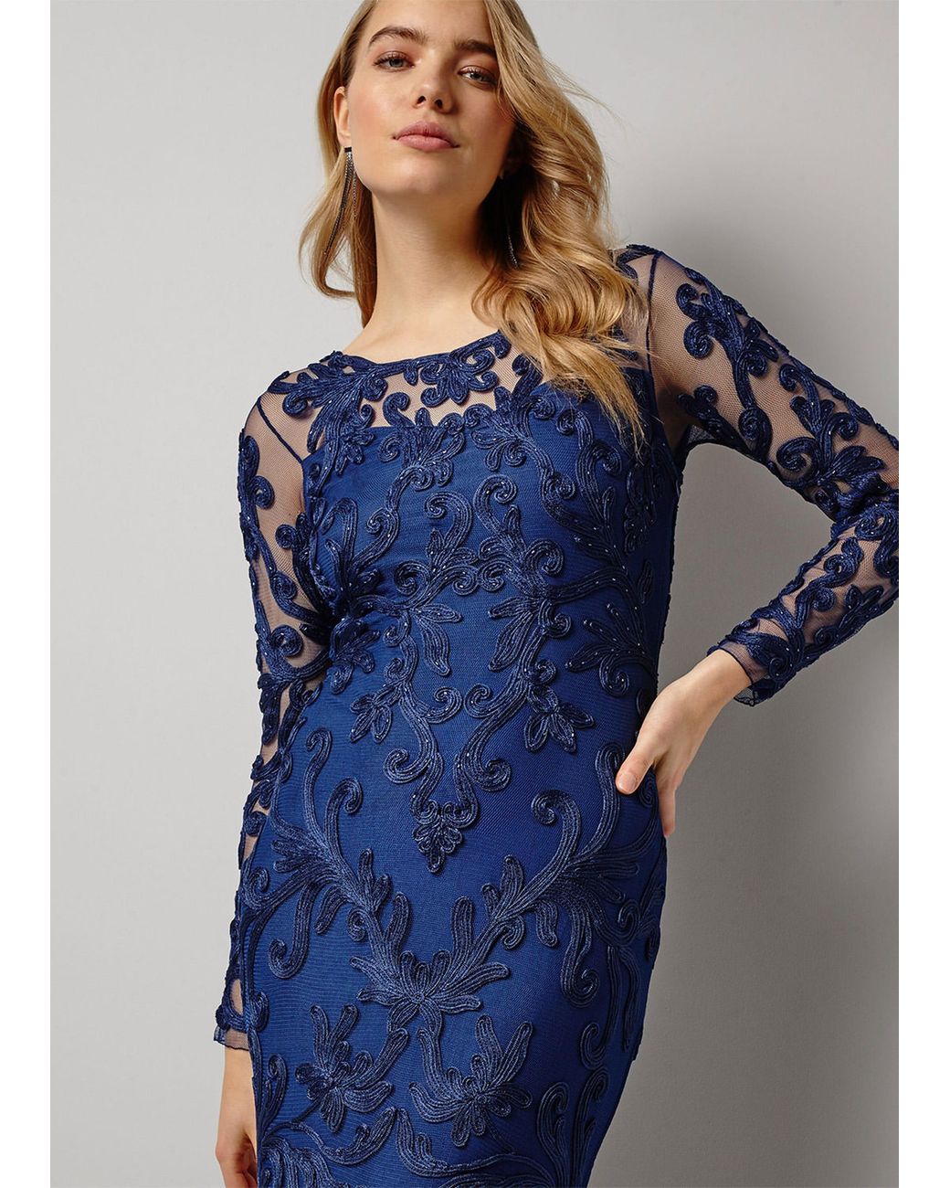 Phase Eight Blue Aubree Tapework Lace Maxi Dress