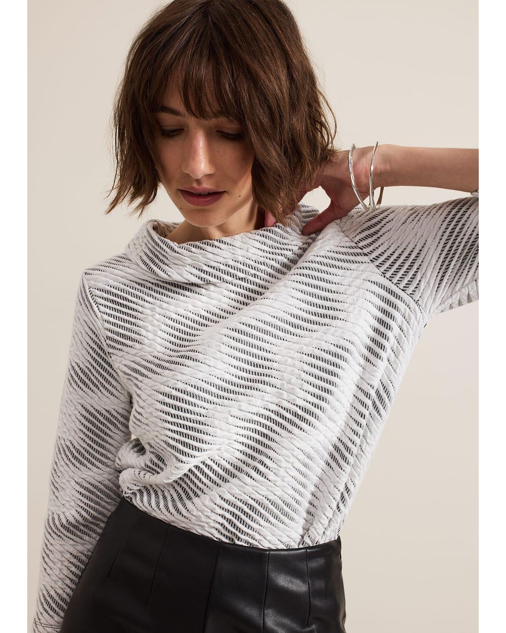 Phase Eight Gray Rena Textured Top