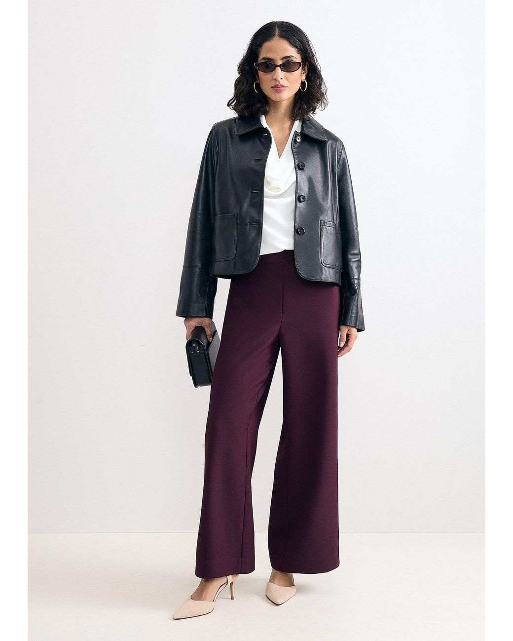 Phase Eight Red Seren Wide Leg Trousers