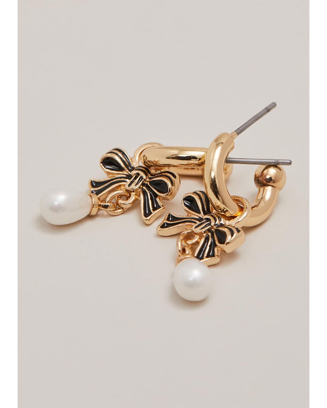 Phase Eight Natural Mini Bow Hoop Drops