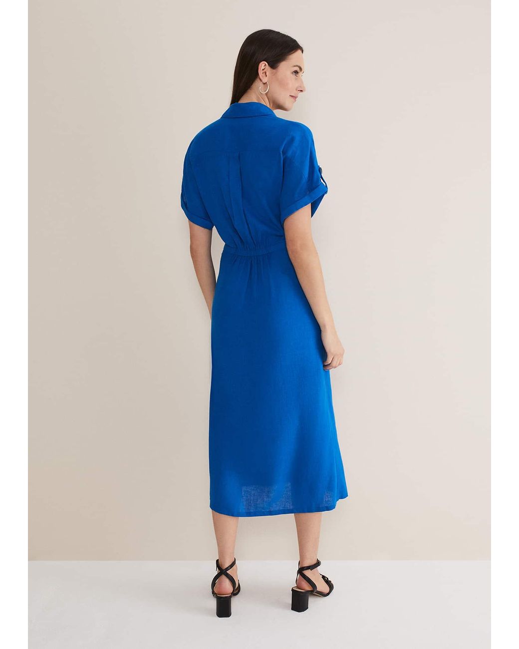 Phase Eight Blue Yasse Linen Shirt Dress