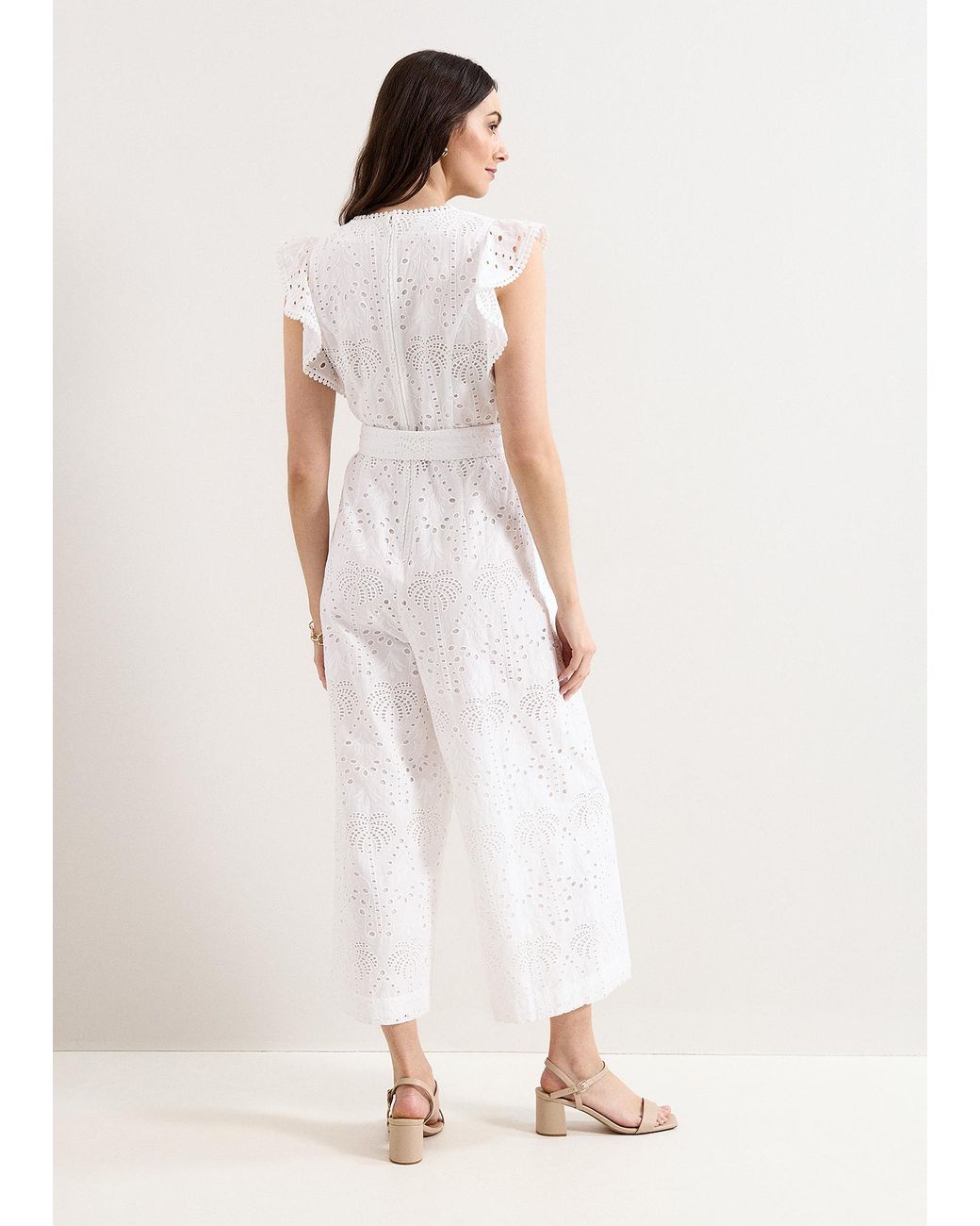 Phase Eight White Talulah Broderie Jumpsuit