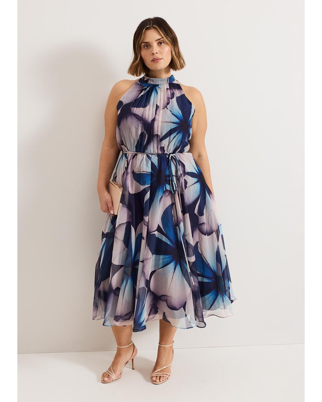 Phase Eight Blue Bethany Floral Midi Dress