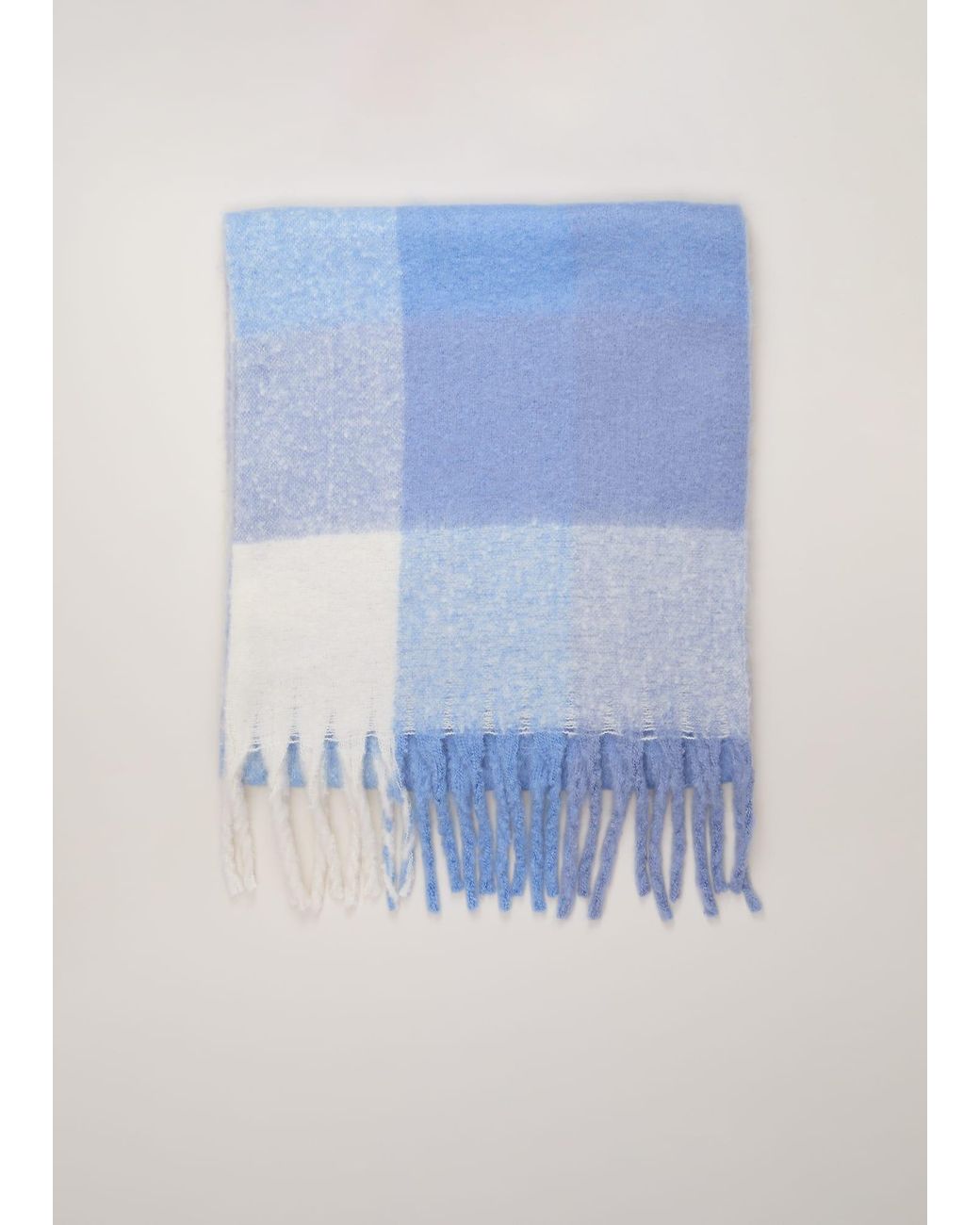 Phase Eight Blue Oversized Check Brushed Scarf