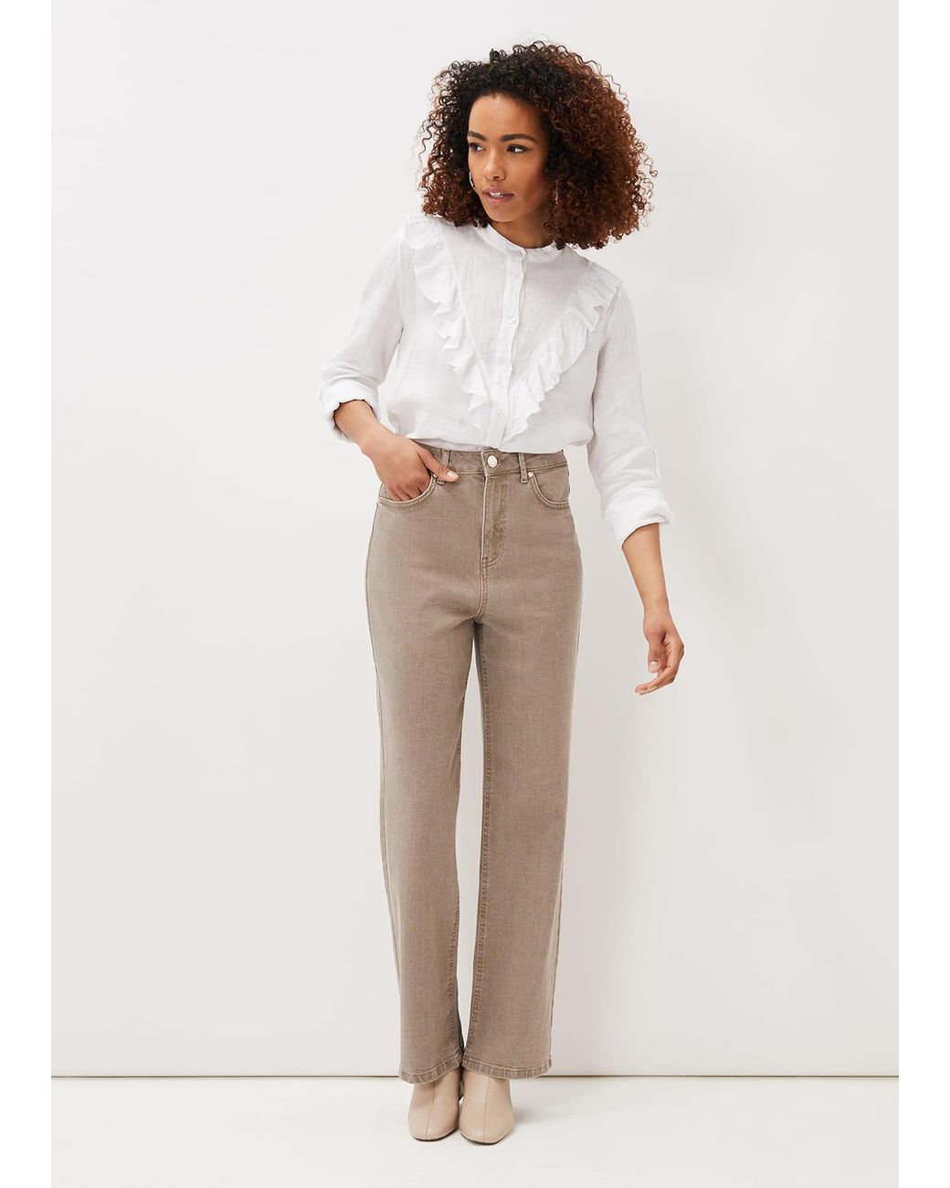 Phase Eight White Eleyana Clay Dye Wide Leg Jean