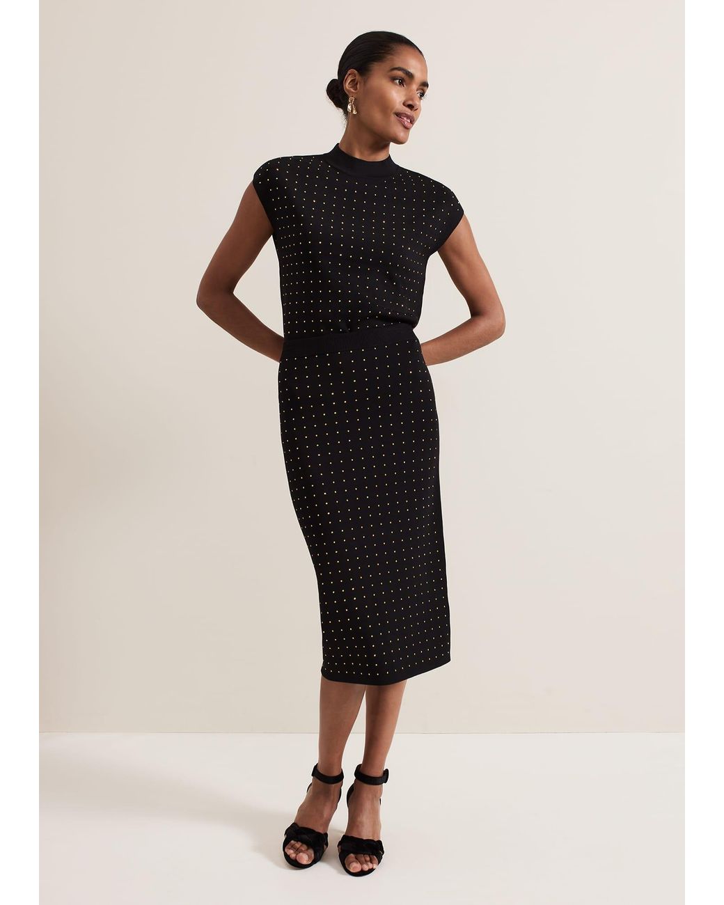 Phase Eight Black Kendall Studded Skirt