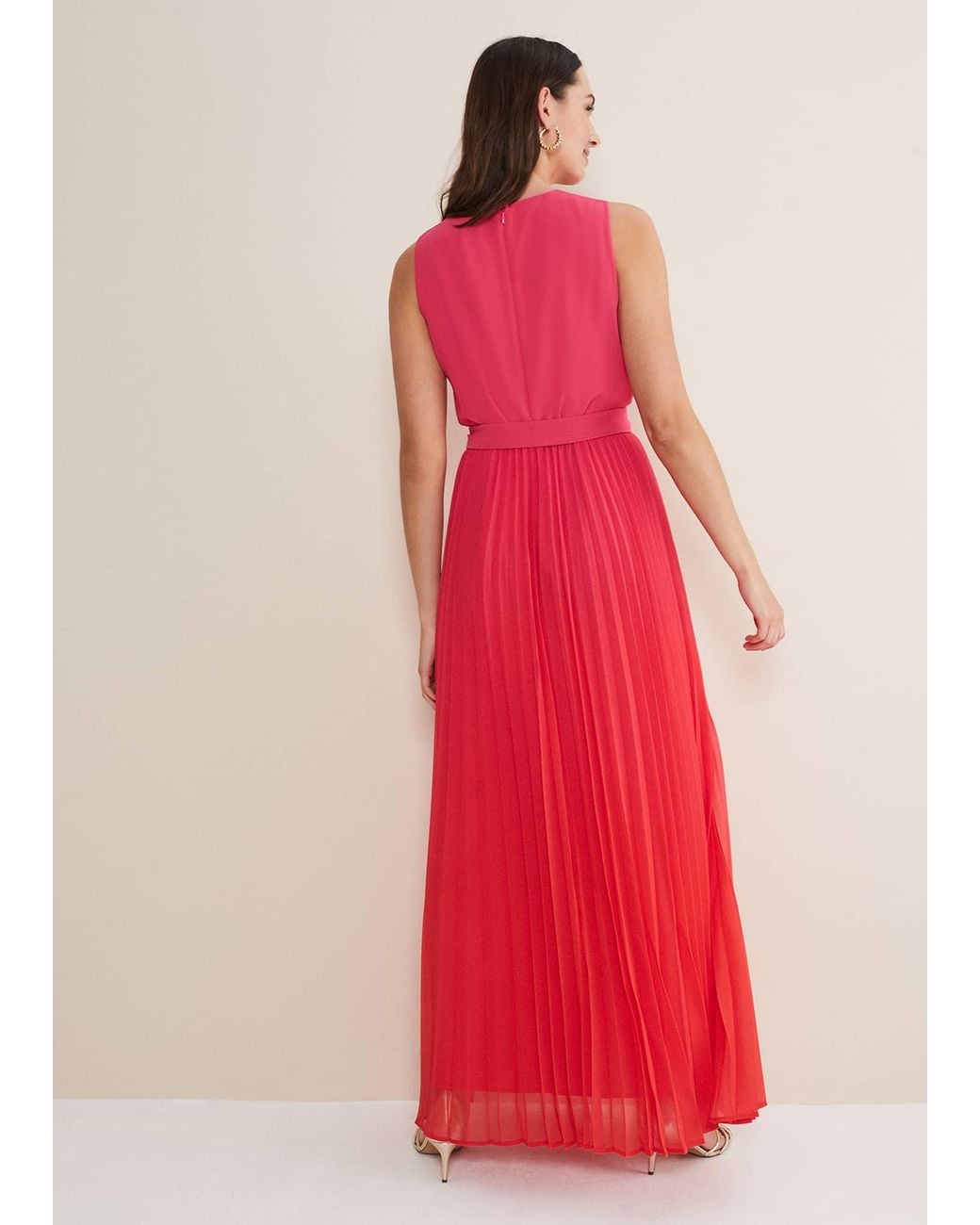 Phase Eight Red Piper Ombre Pleated Dress
