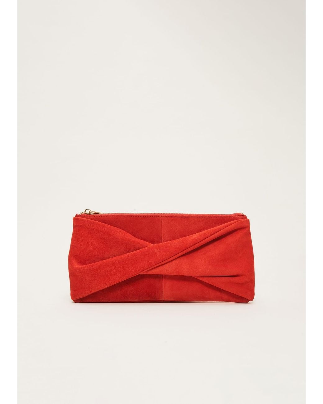Phase Eight Red Suede Clutch Bag