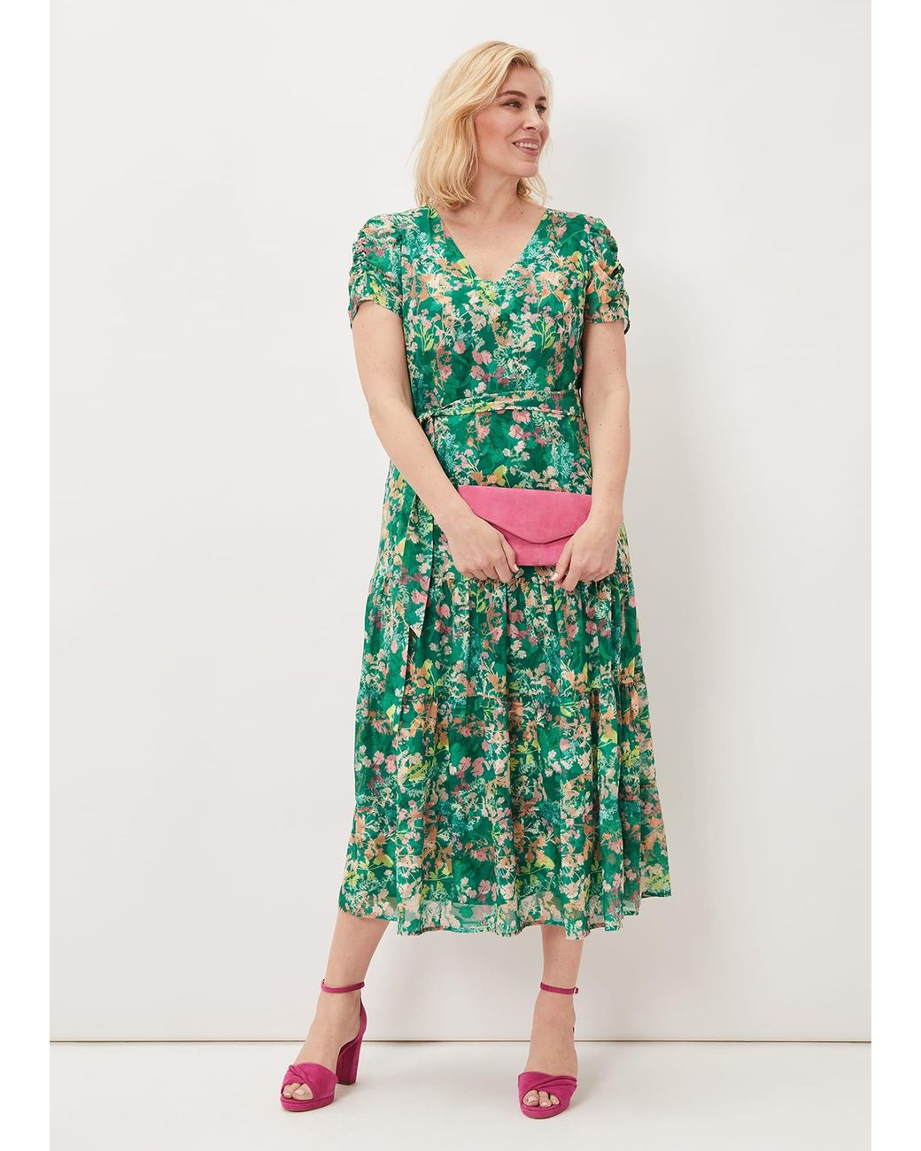 Phase Eight Green Morven Printed Tiered Dress