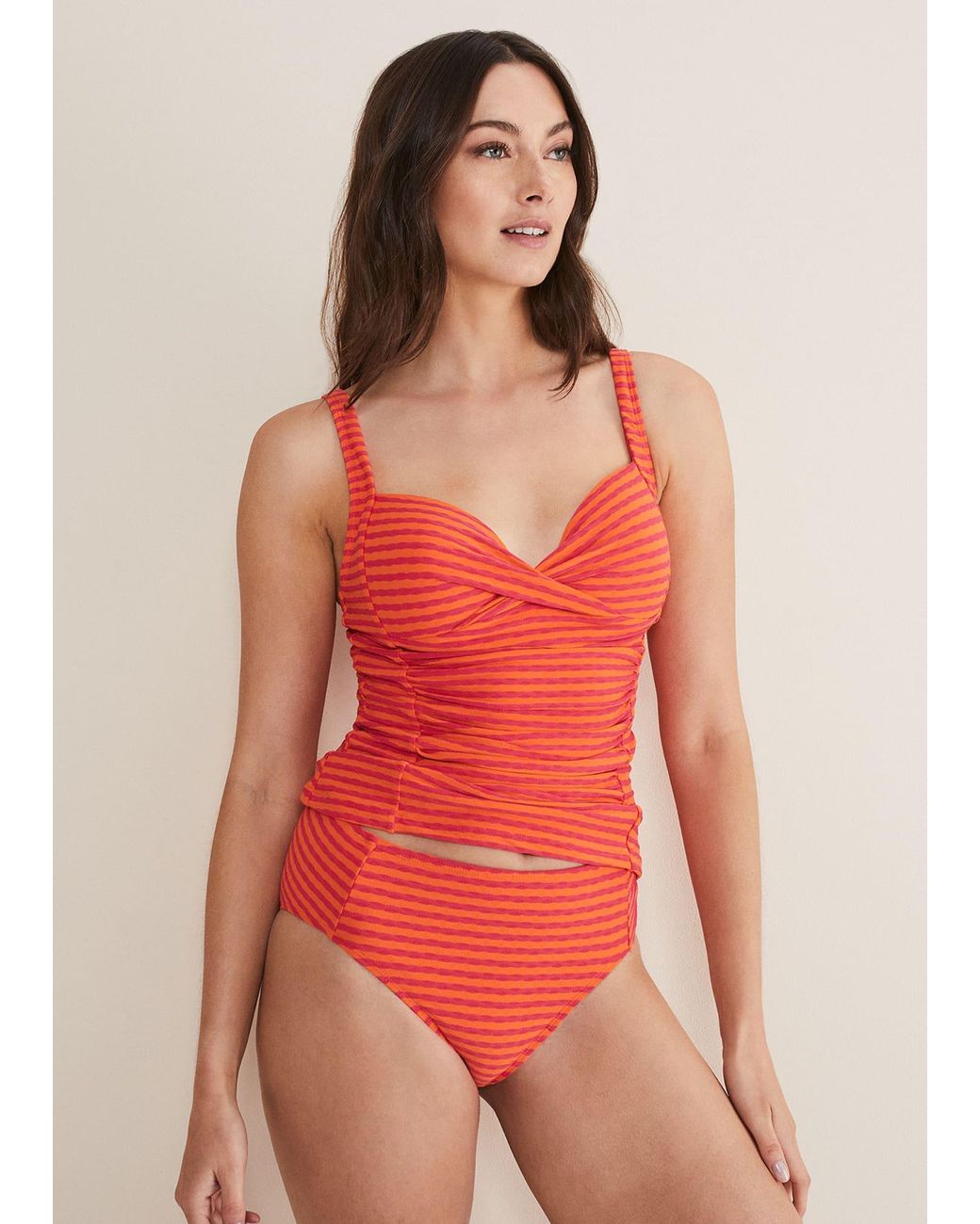Phase Eight Red Thea Striped Tankini Top