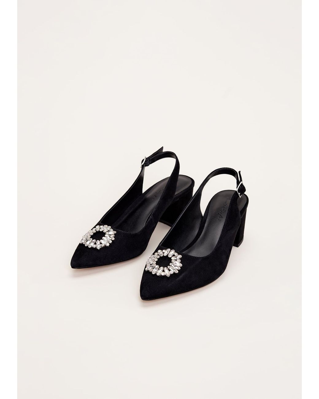 Phase Eight White Sparkle Slingback Block Heel Shoes