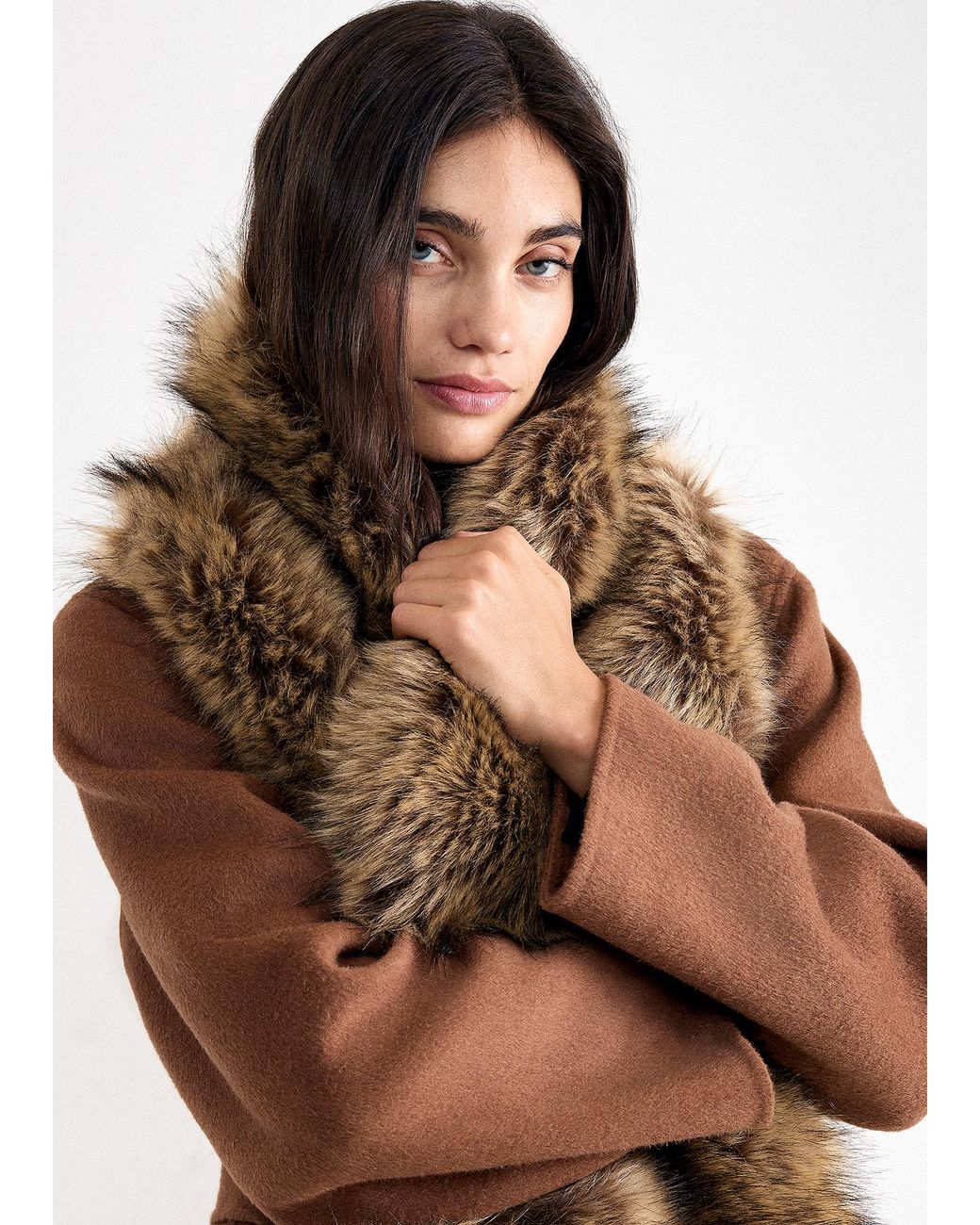 Phase Eight Natural Faux Fur Scarf