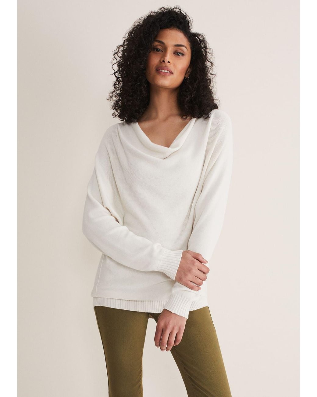 Phase Eight Natural Layra Cowl Neck Knit Top