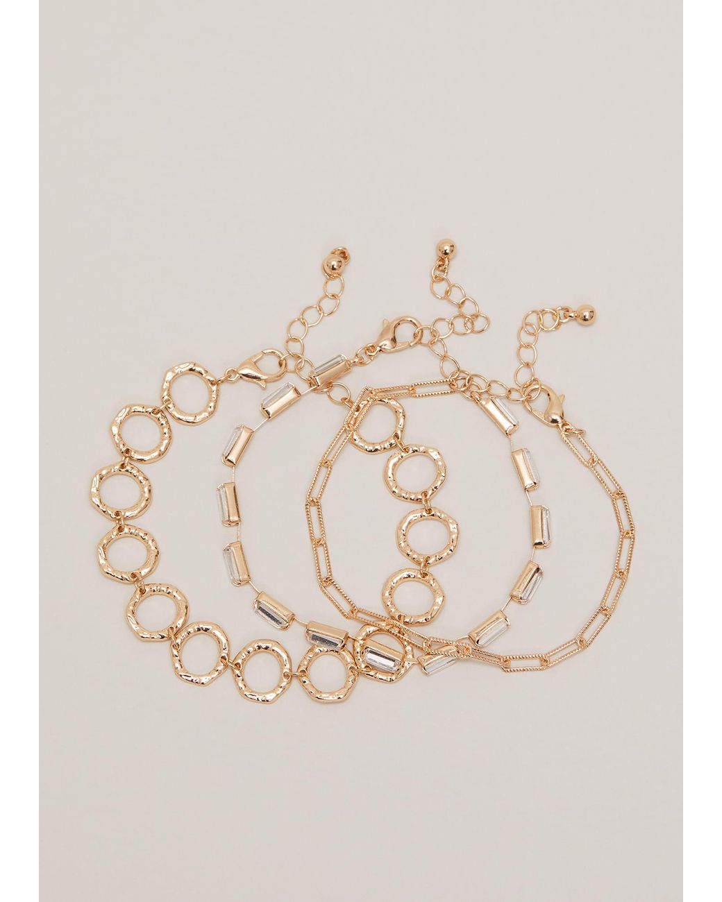 Phase Eight Natural Circle Chain And Crystal Bracelet Set
