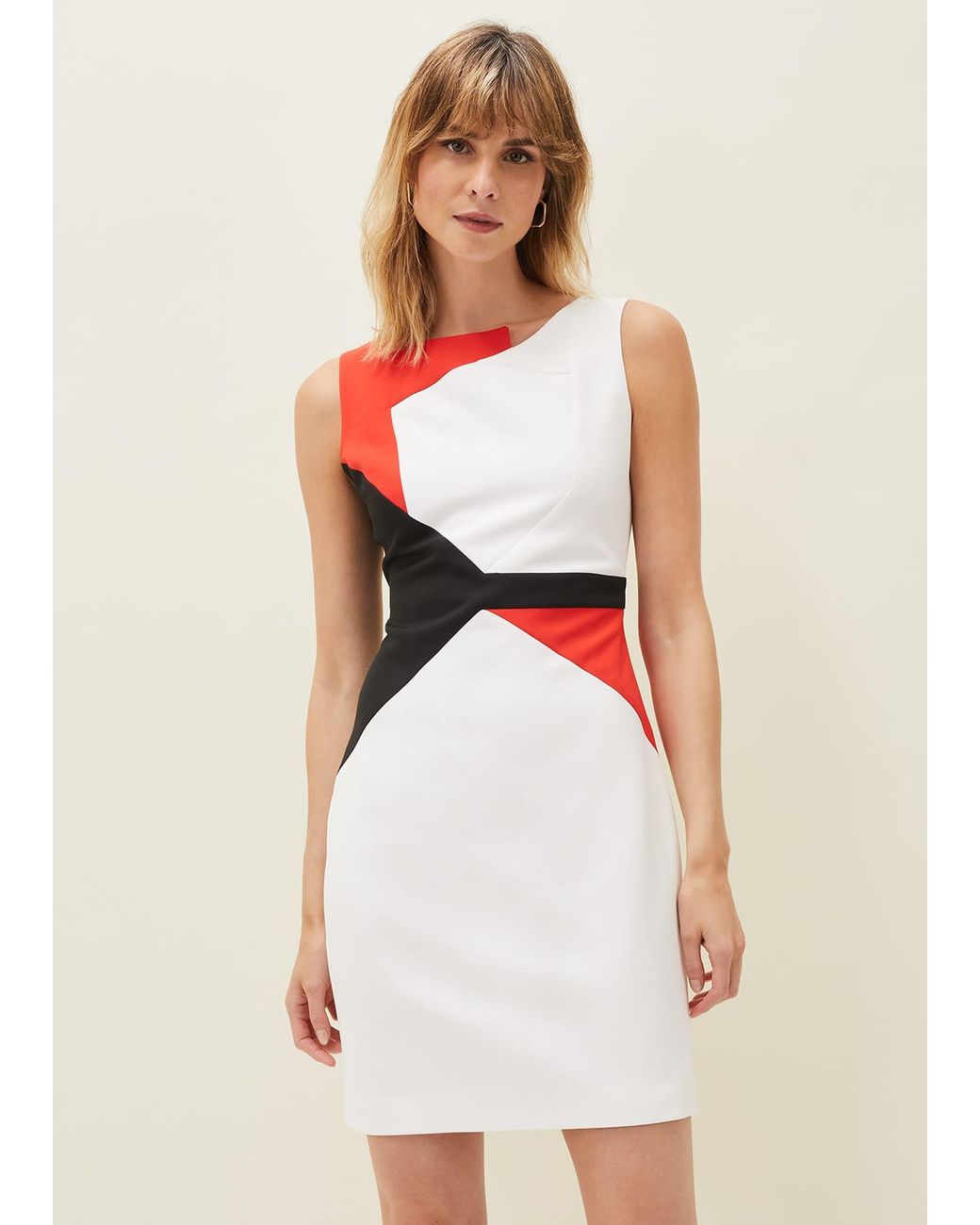 Phase Eight White Valarie Colourblock Dress