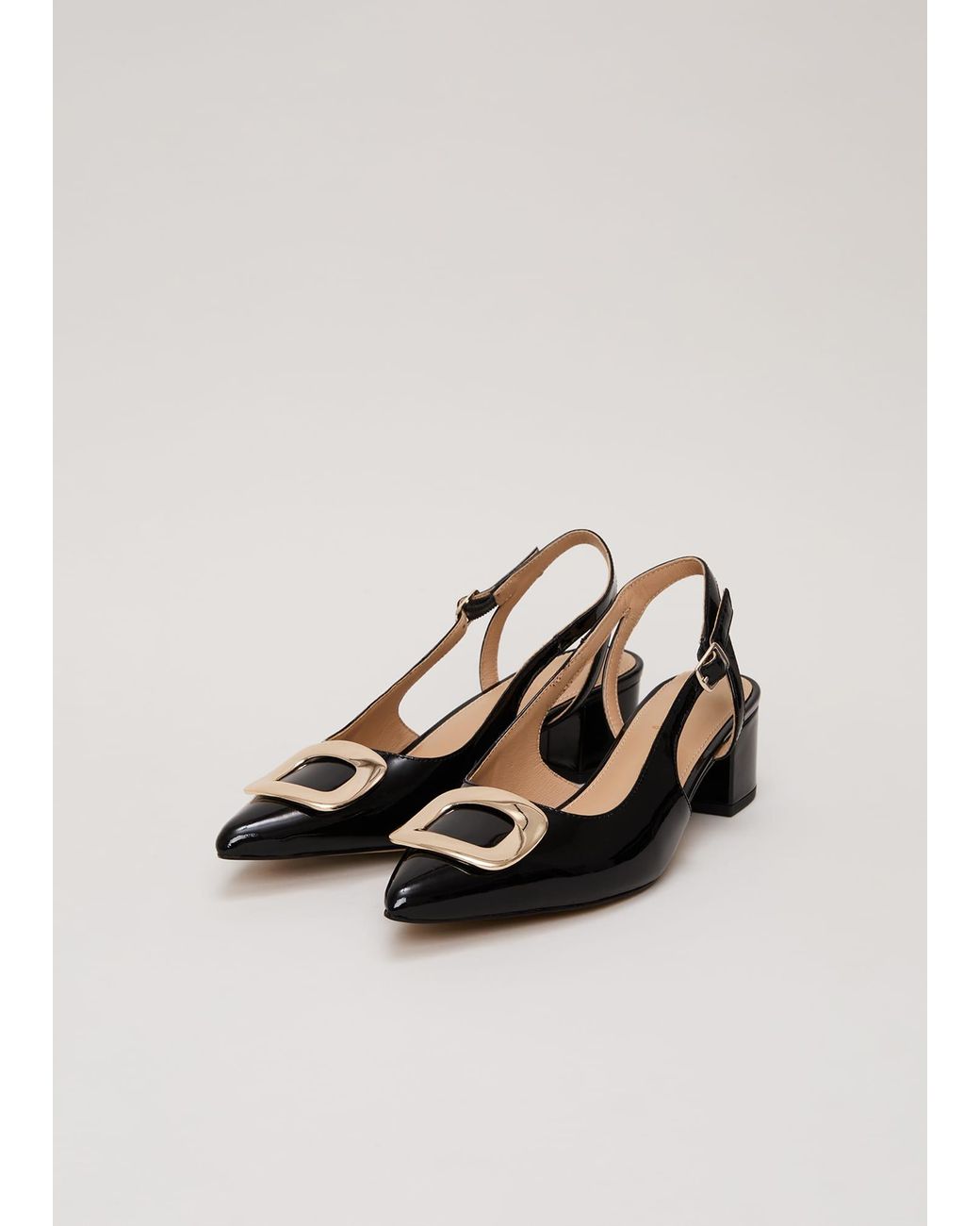 Phase Eight White Patent Block Heel Shoes