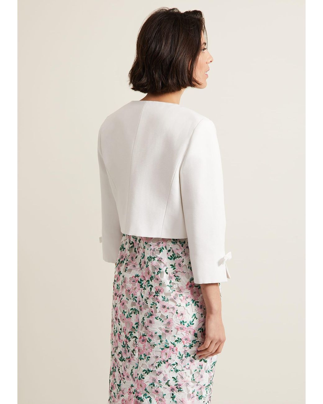 Phase Eight White Zoelle Bow Jacket