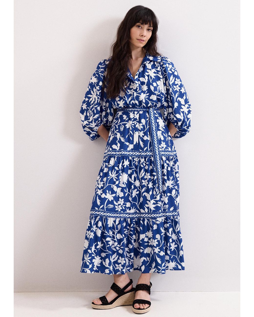 Phase Eight Blue Coralie Midi Shirt Dress