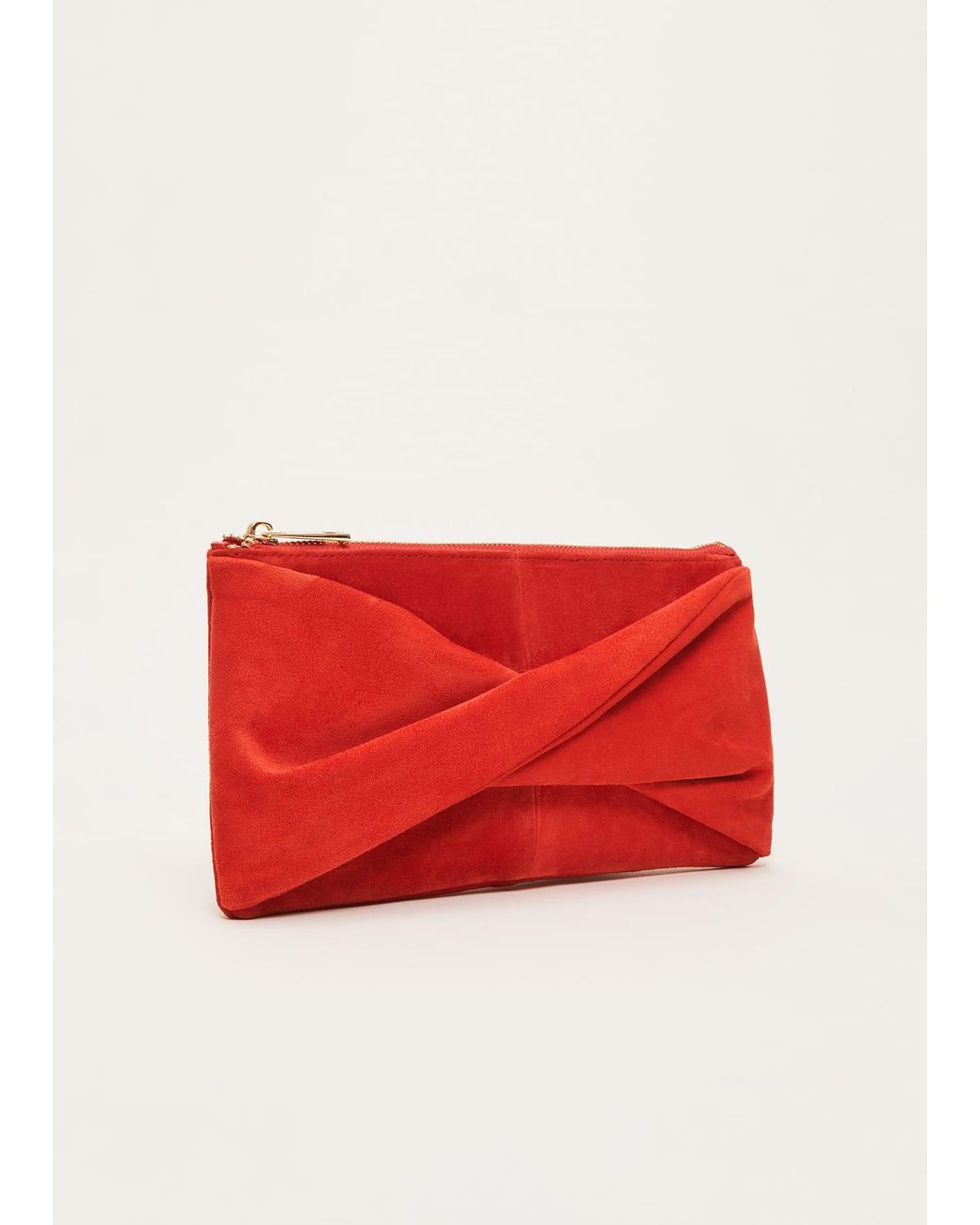 Phase Eight Red Suede Clutch Bag