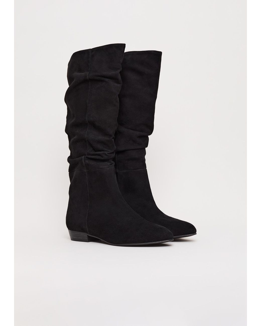 Phase Eight Black Suede Flat Knee High Boots