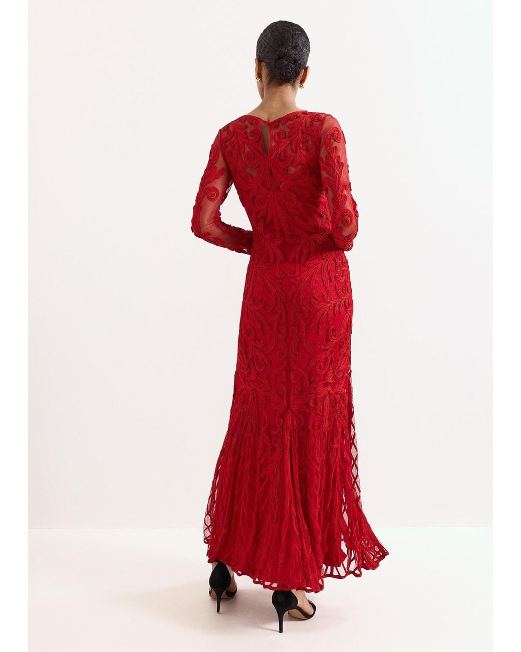 Phase Eight Red Phoenix Maxi Tapework Dress