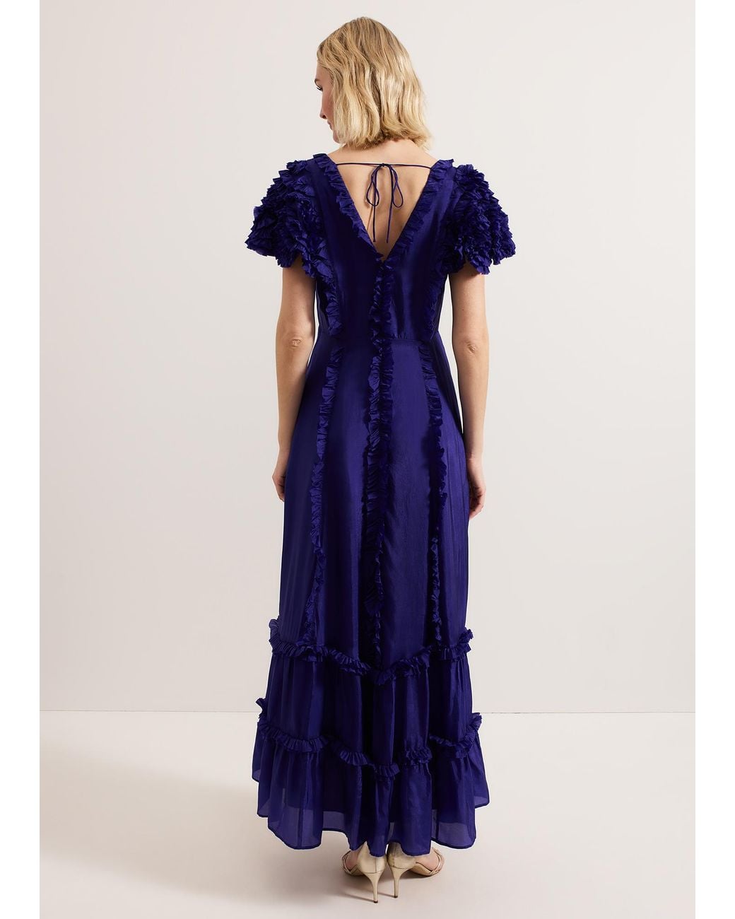 Phase Eight Blue Mary Kate Ruffle Maxi Dress