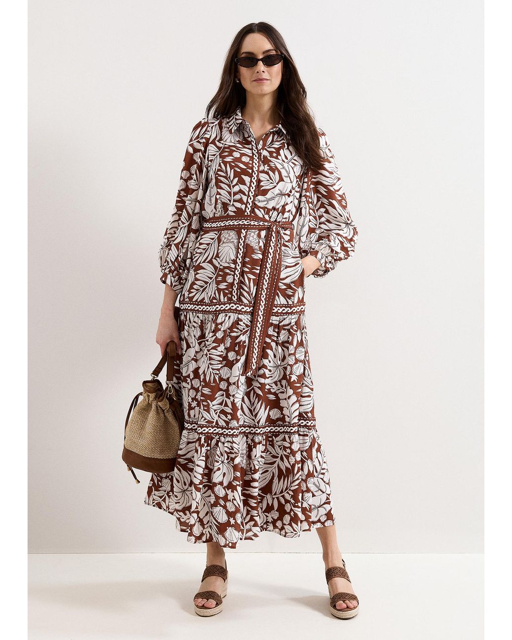 Phase Eight Natural Petite Coralie Print Midi Dress