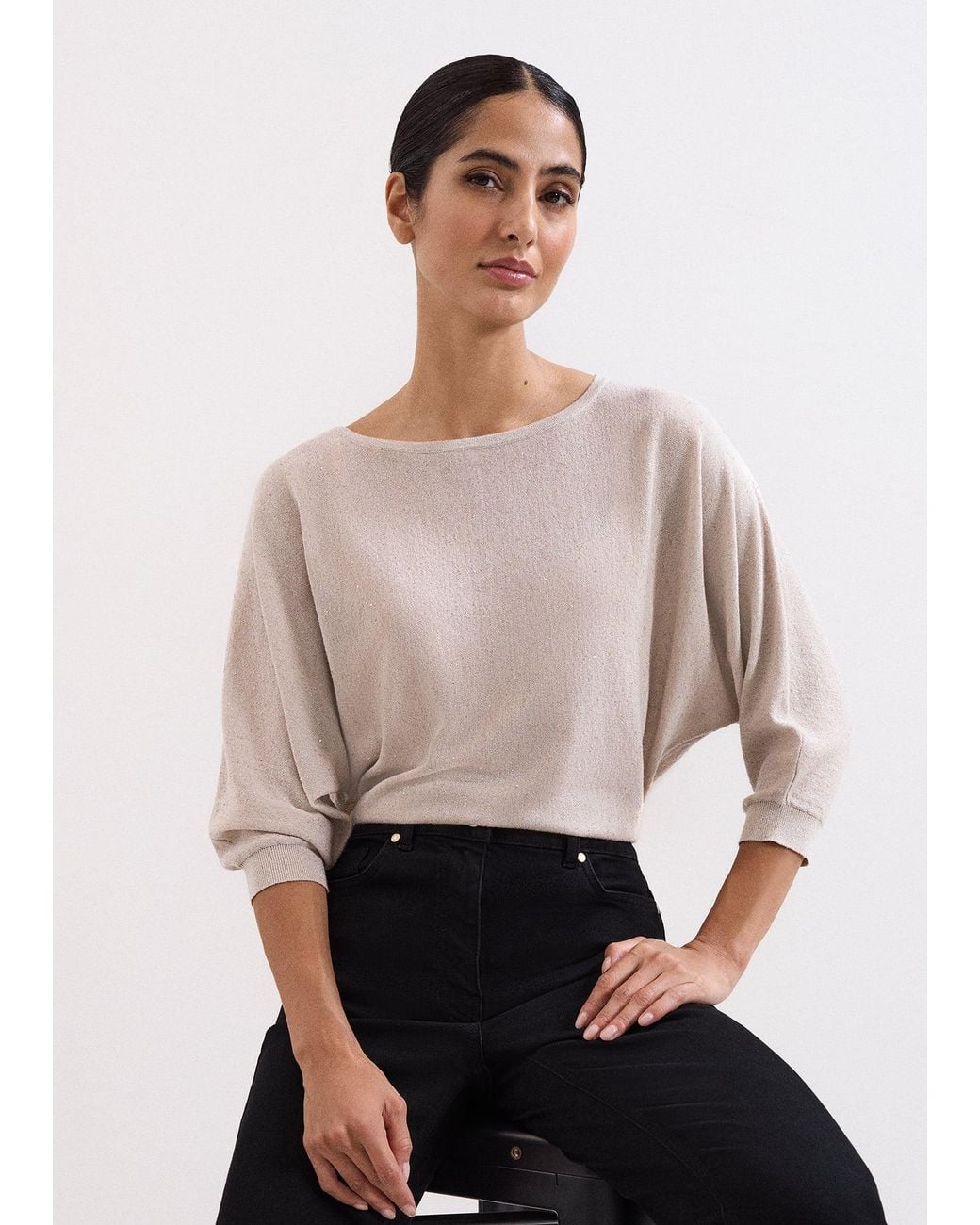 Phase Eight White Sequin Cristine Knit Jumper