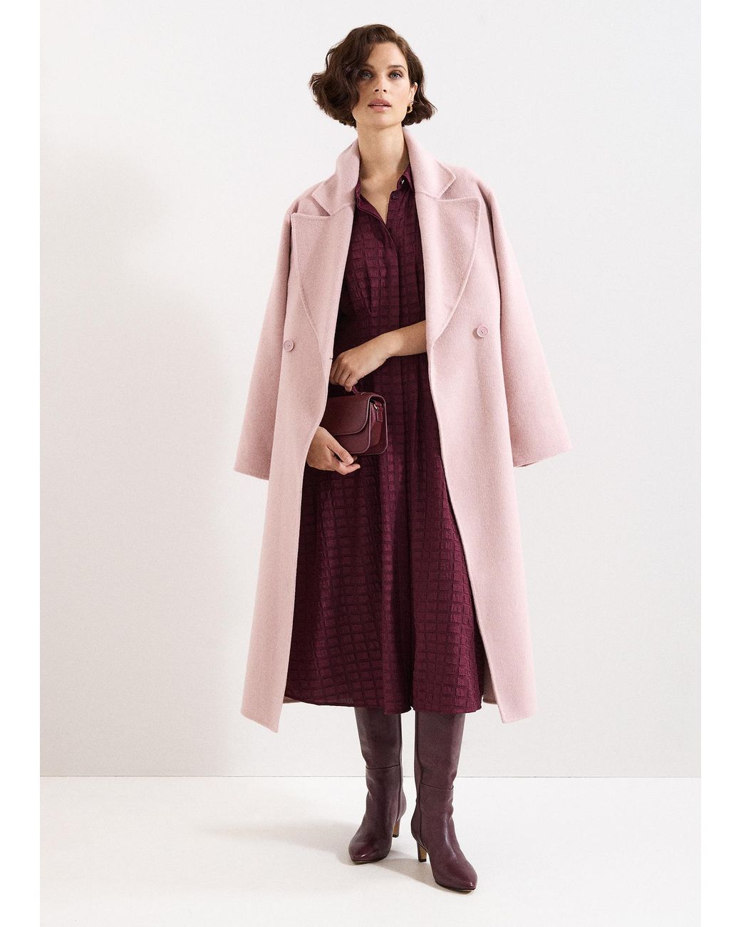 Phase Eight Pink Darcy Double Faced Wool Coat