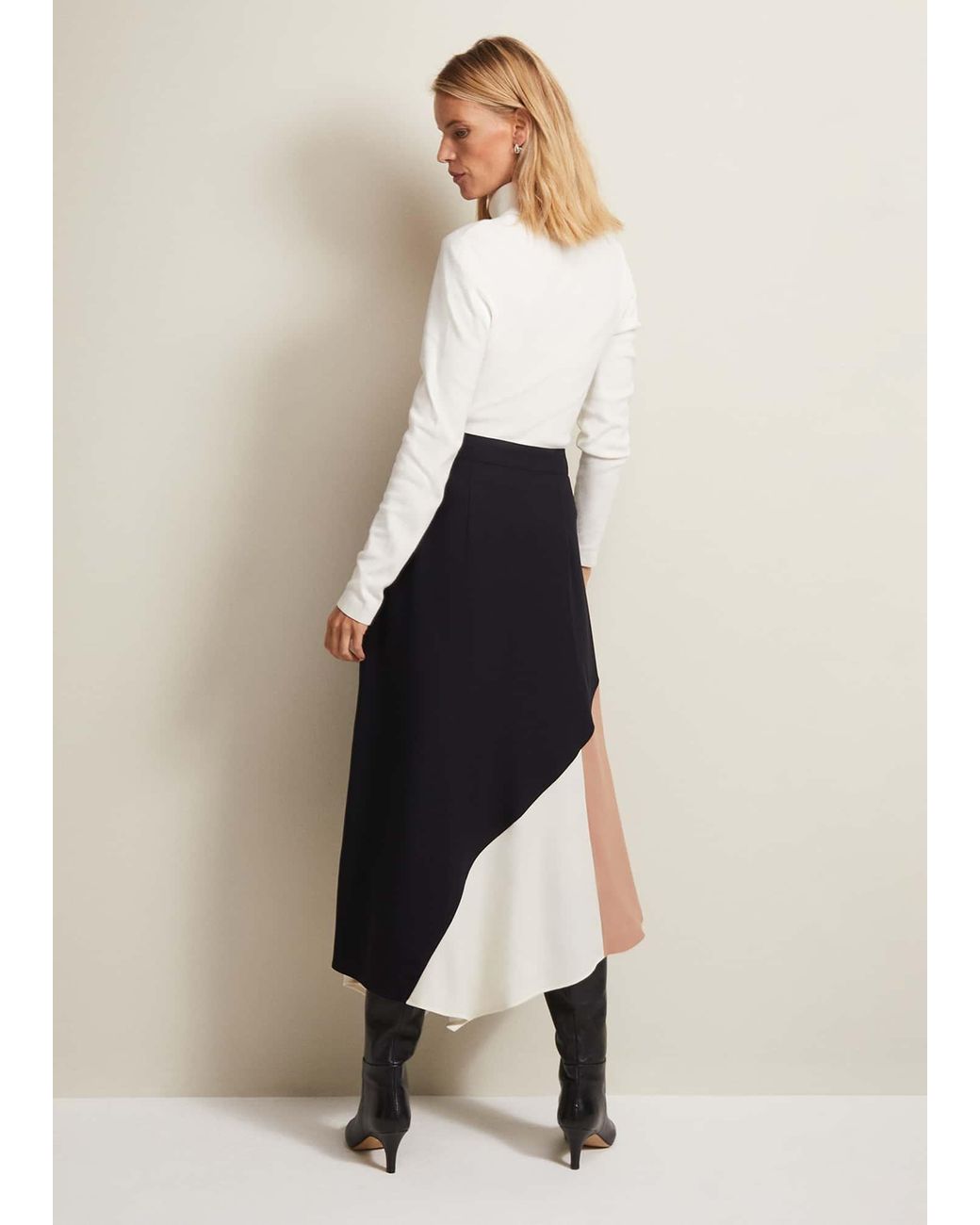 Phase Eight Natural Zelaina Asymmetric Midi Skirt