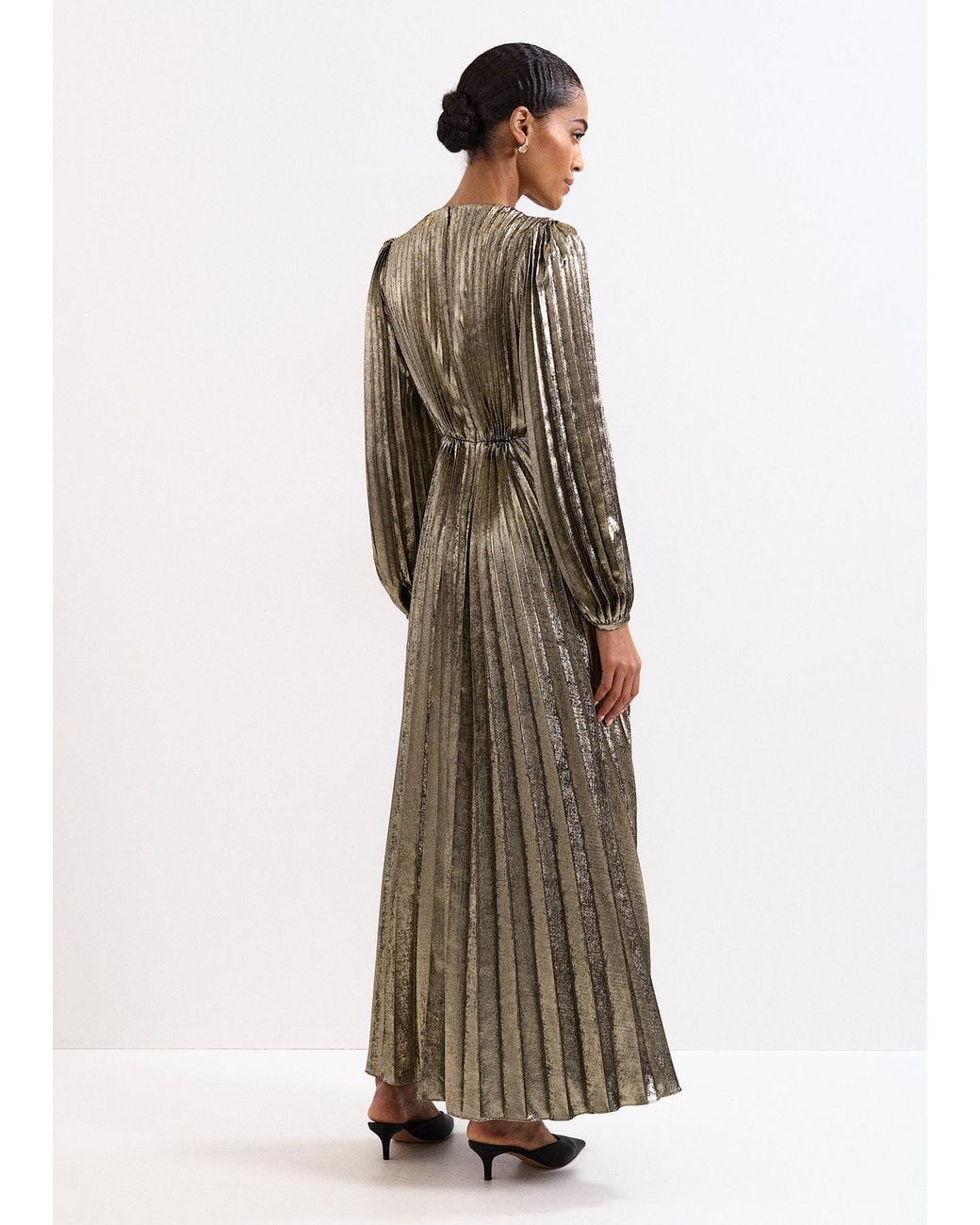 Phase Eight Brown Ellen Pleated Maxi Dress