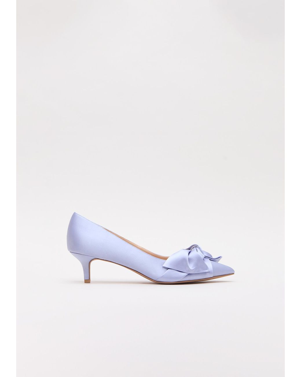 Phase Eight White Satin Knot Front Kitten Heel