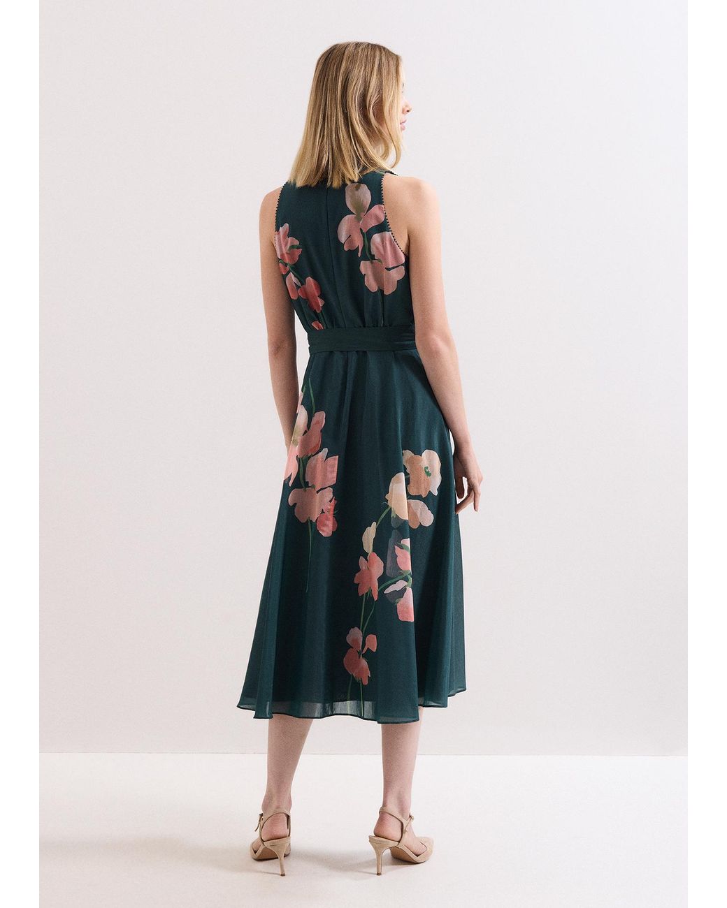 Phase Eight Blue Lucinda Button Floral Dress