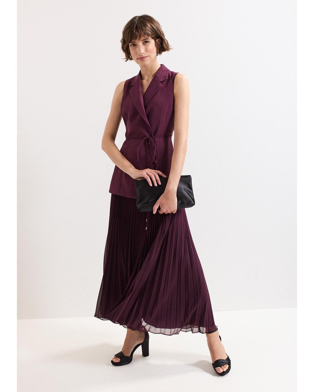 Phase Eight Purple Becky Tux Pleated Midi Dress