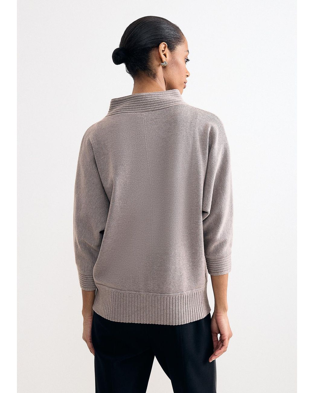Phase Eight Gray Salima Funnel Neck Jumper