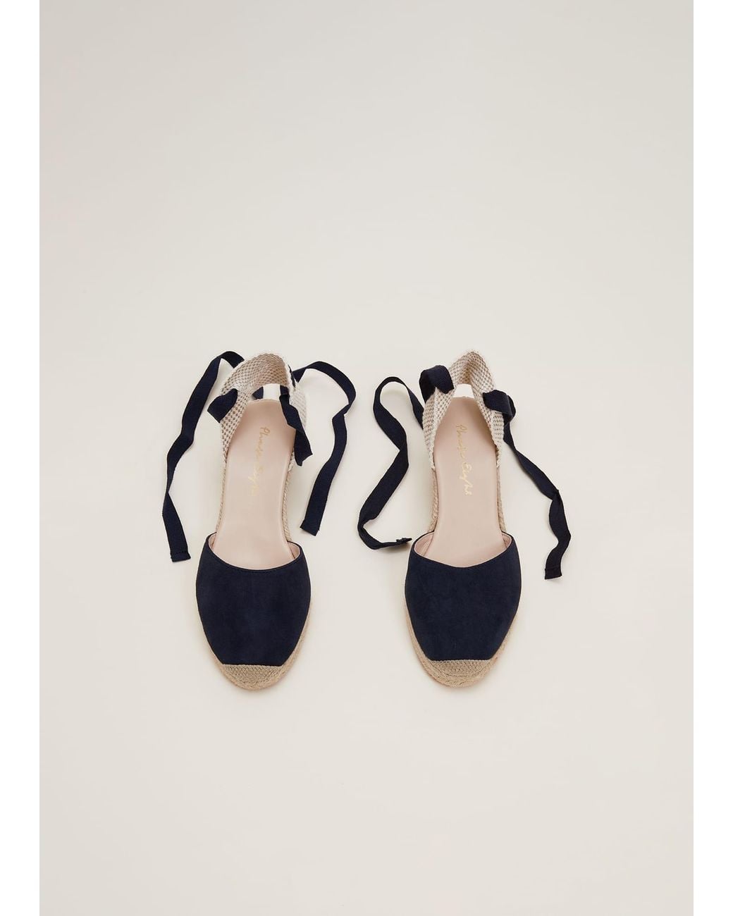 Phase Eight Natural Suede Ankle Tie Espadrille Shoe
