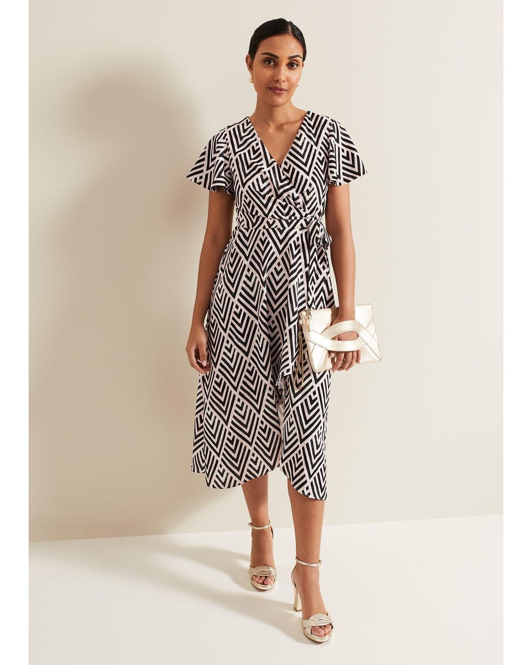 Phase Eight Natural Petite Julissa Print Wrap Dress