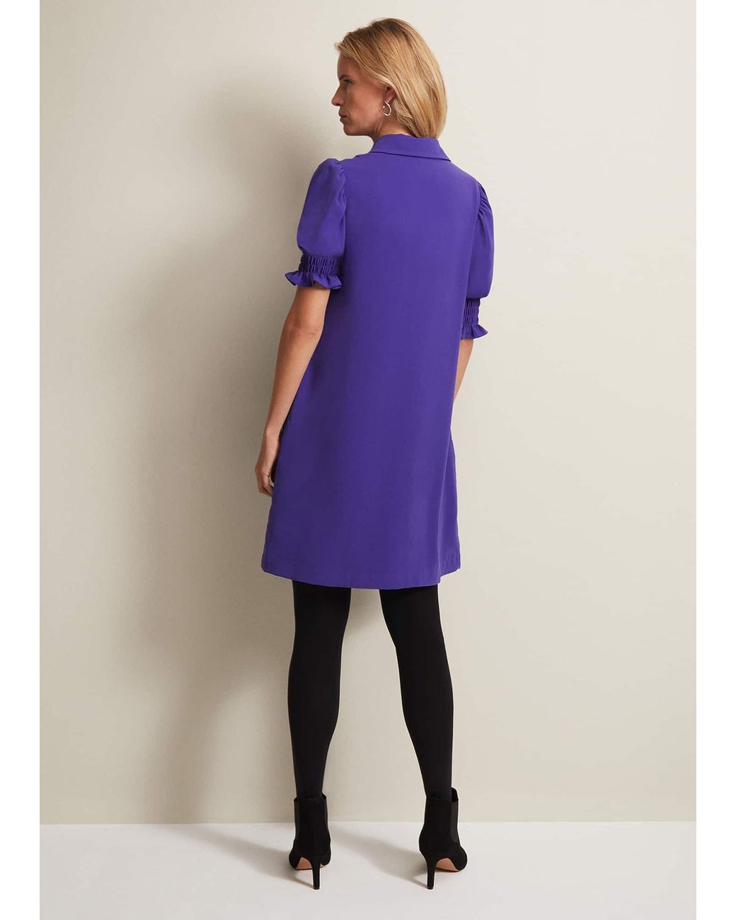 Phase Eight Purple Candice Button Mini Dress