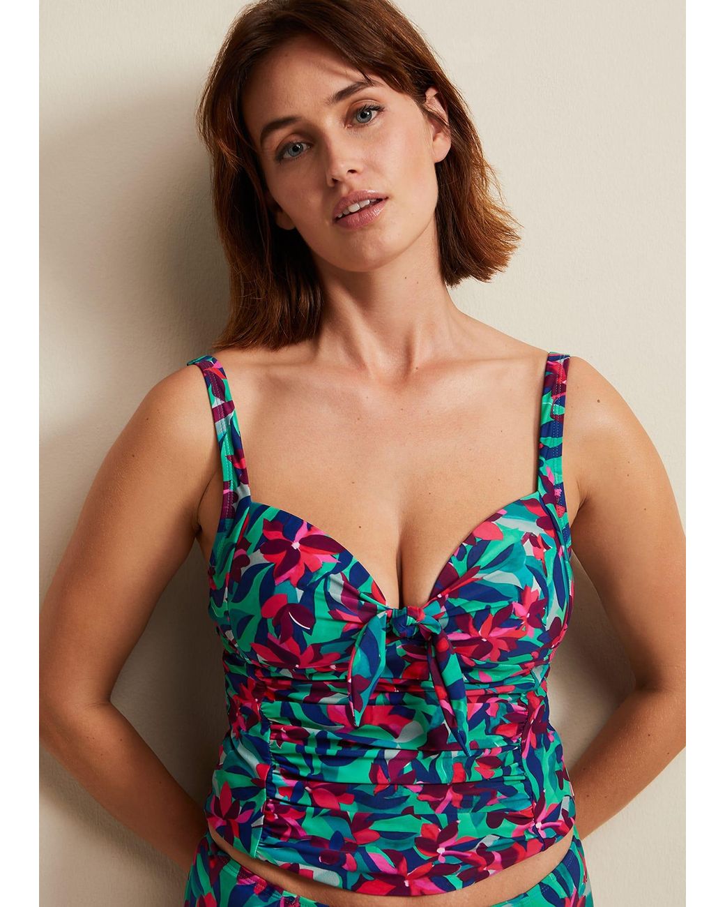 Phase Eight Blue Jungle Print Tankini Top