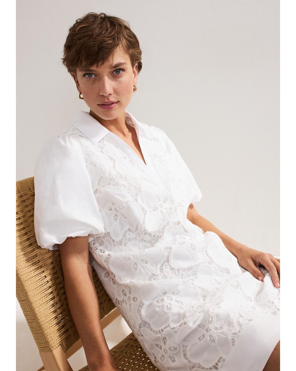 Phase Eight Gray Witney Lace Tunic Dress