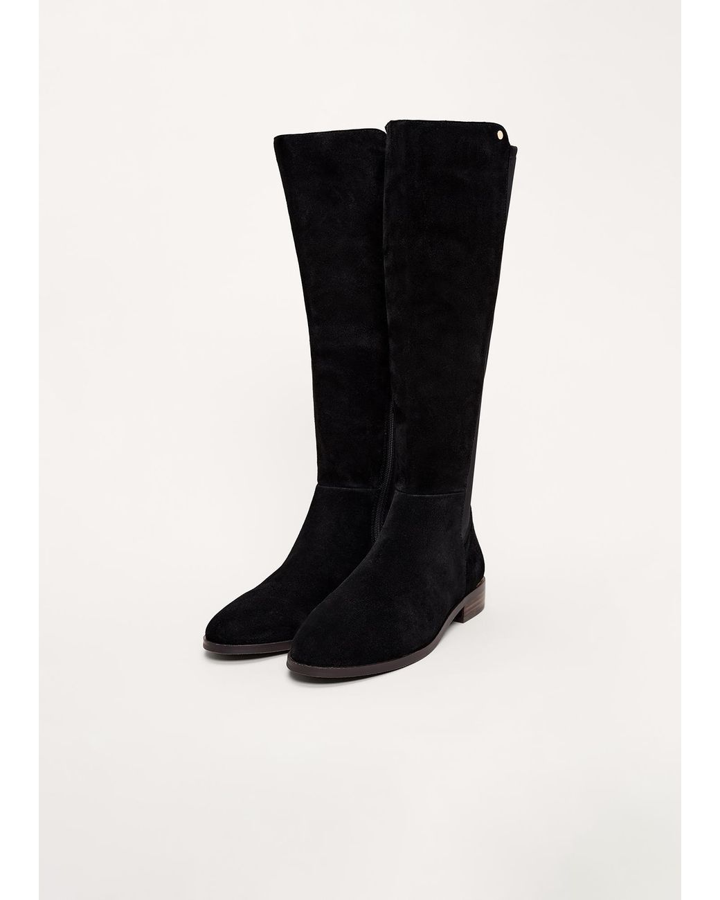 Phase Eight Black Leather Flat Knee High Boots